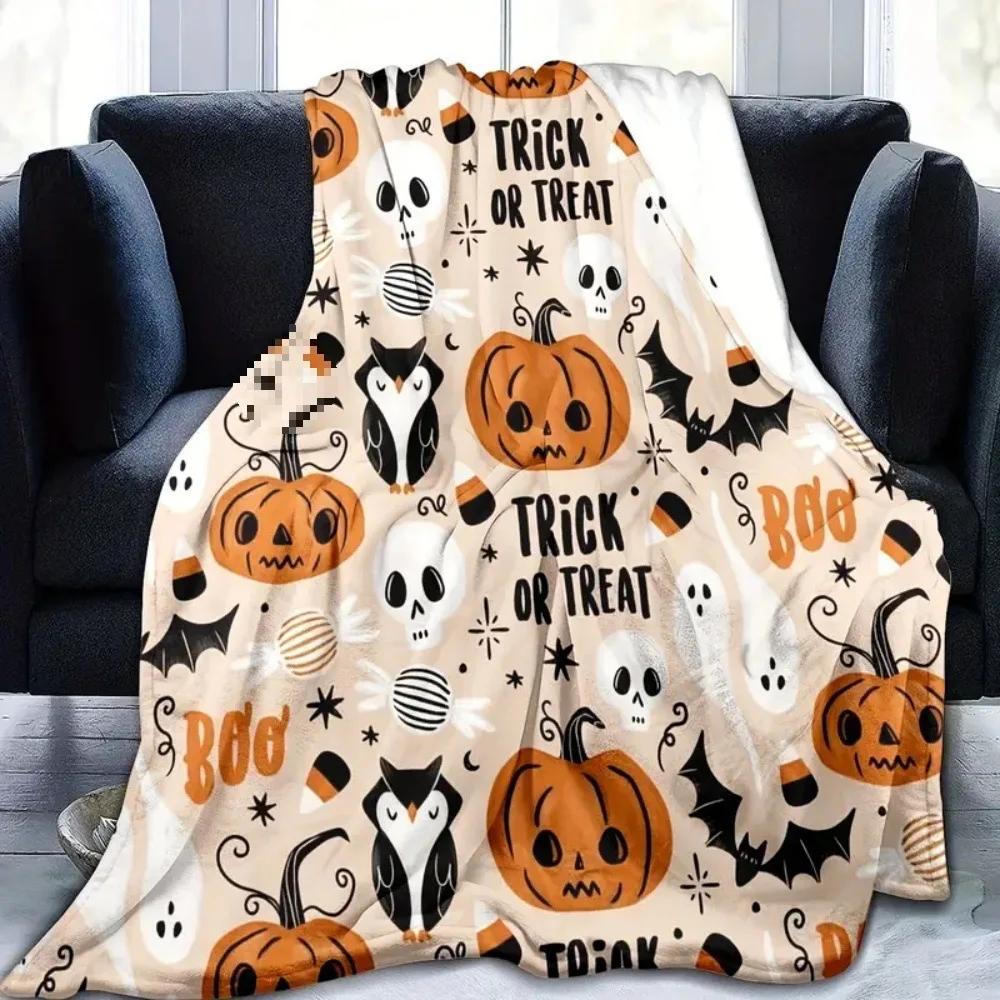 Warm Flannel Fleece Throw Blanket for Halloween Cozy Sofa and Bed Cover for Home Decor