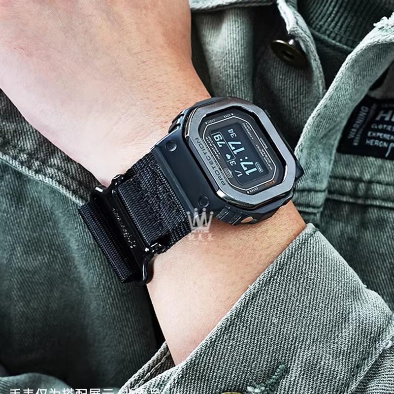 Nylon-Canvas-Uhr mit Für Casio Herzfrequenz-Quadrat 3516 DW-H5600MB modifiziertes Sport-wasserdichtes atmungsaktives Uhrenarmband