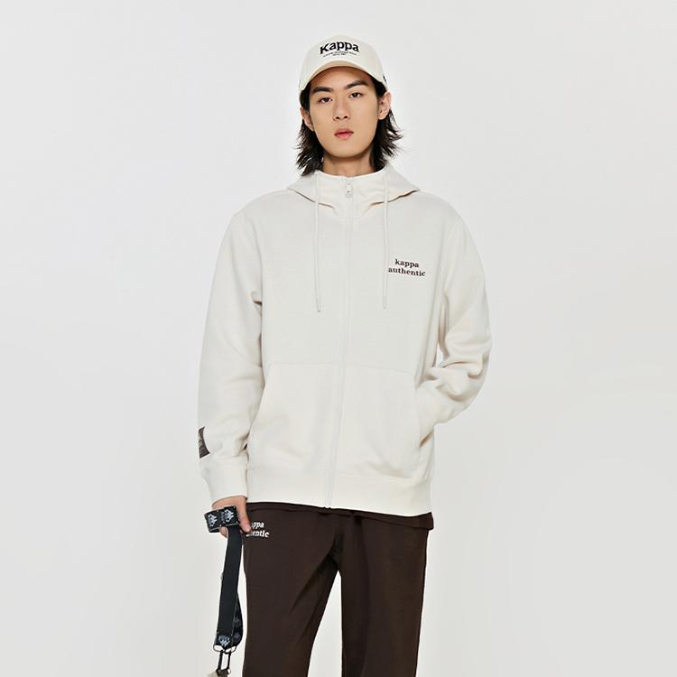 Kappa Open Hooded Sweatshirt Knitted Sports Casual Long Sleeve Jacket Men tops K0E12MK70