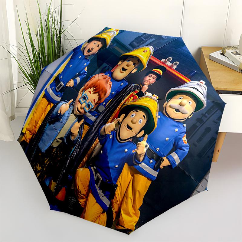 

Fireman Fire trucks Themed Travel Umbrella-8 Ribs Automatic Opening and Closing, Portable Folding Design, Compact and Stylish Umbrella Suita