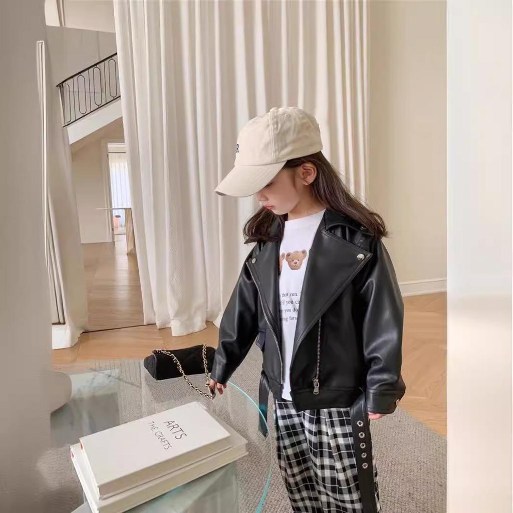 Mädchen Lederjacken für 2-8 Jahre Kinder Klassiker Fliegerjacken Kinderbekleidung Baby Mädchen Mode PU Oberbekleidung