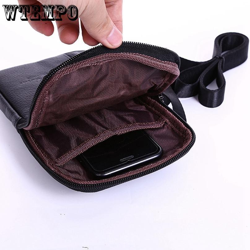 WTEMPO Geantă pentru telefon mobil pentru bărbați, rucsac multifuncțional pentru afaceri, cu centură de capacitate mare, cu un umăr, din piele de vacă
