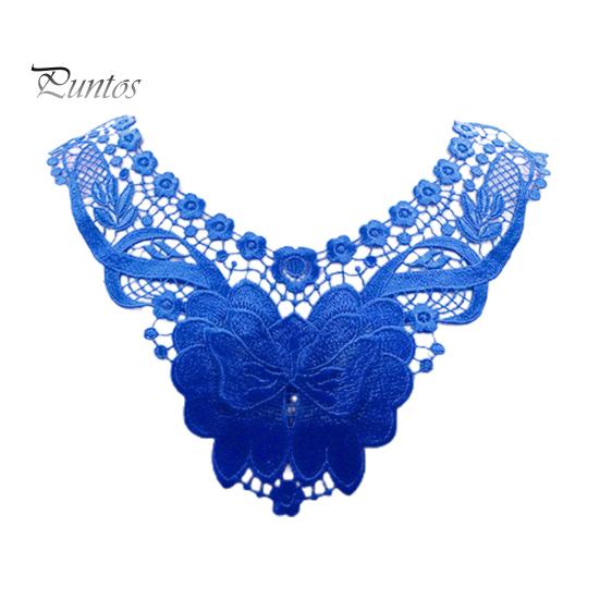 

Женский кружевной воротник с вышитыми цветами, аппликациями, цветным кружевным вырезом для самостоятельного шитья, свадебного платья на Хэллоуин, косплея королевский синий