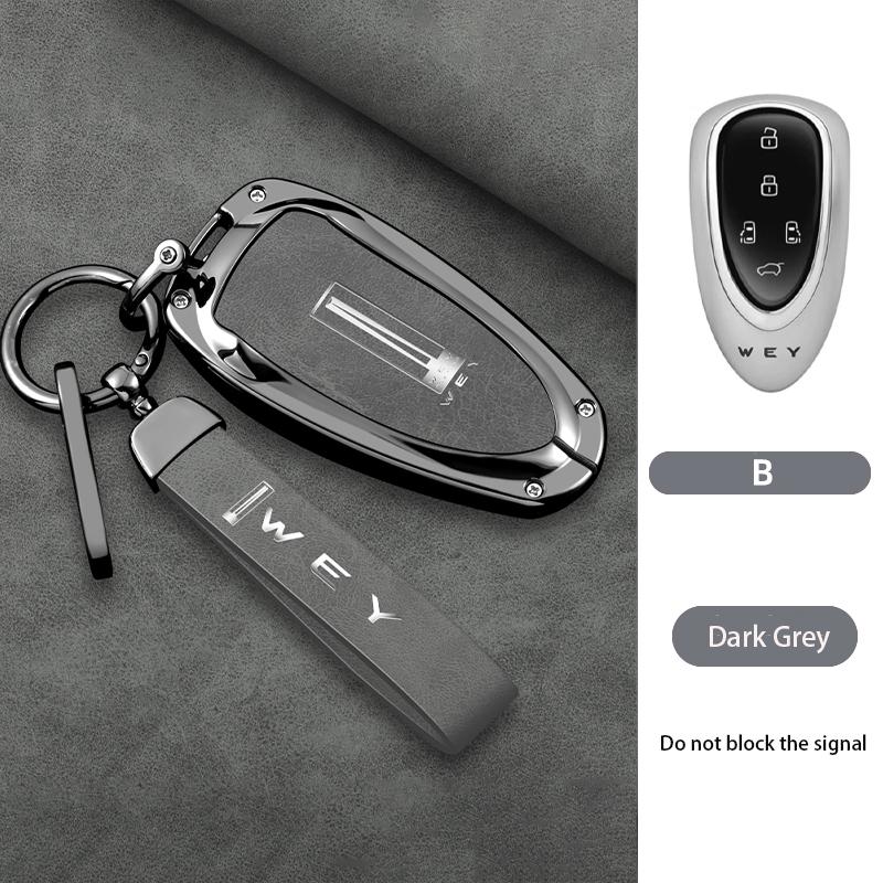 New Zinc Alloy Leather Car Remote Key Case Cover Shell For Great Wall Wey Lanshan Dht-Phev New Energy Auto Keychain Accessories