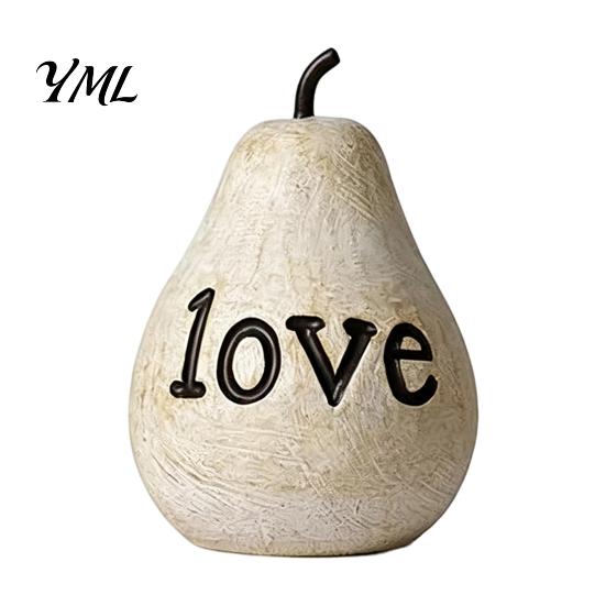 Mother Day Gifts Love/You/Mom Pear Sculpture, Decorative Resin Figurine, Vintage Style Love You Mom Figurine Birthday Ornament for Home Table