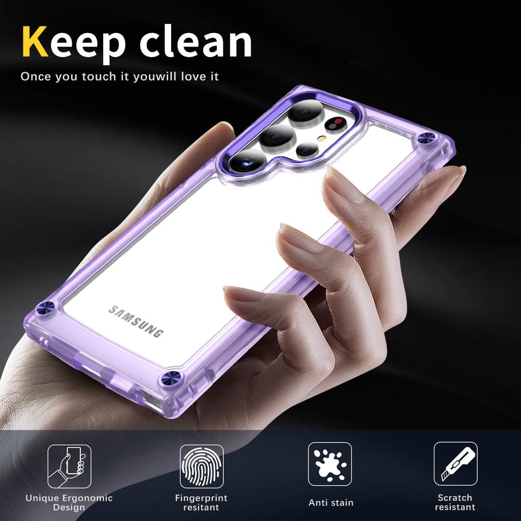 For Samsung Galaxy S24 Ultra Case PC+TPU Skin-touch Clear Phone Cover