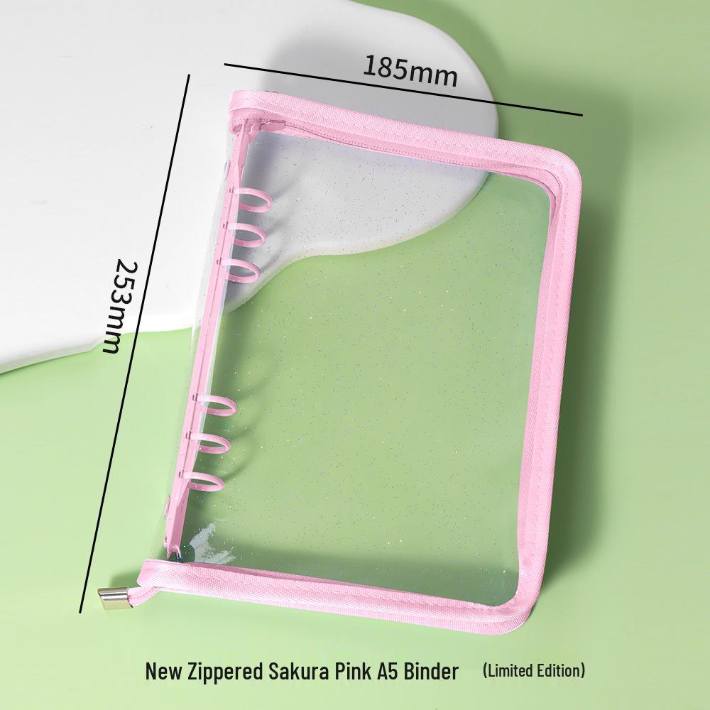 A5 Transparent PVC Ring Binder Notebook Planner, 6-Hole Photo Album with Removable Cover (A6 Compatible)