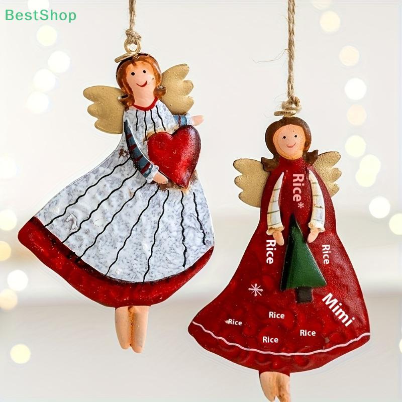 Vintage Wooden Christmas Angel Ornament 4PCS/Set, Xmas Tree Hanging Ornament Holiday Craft
