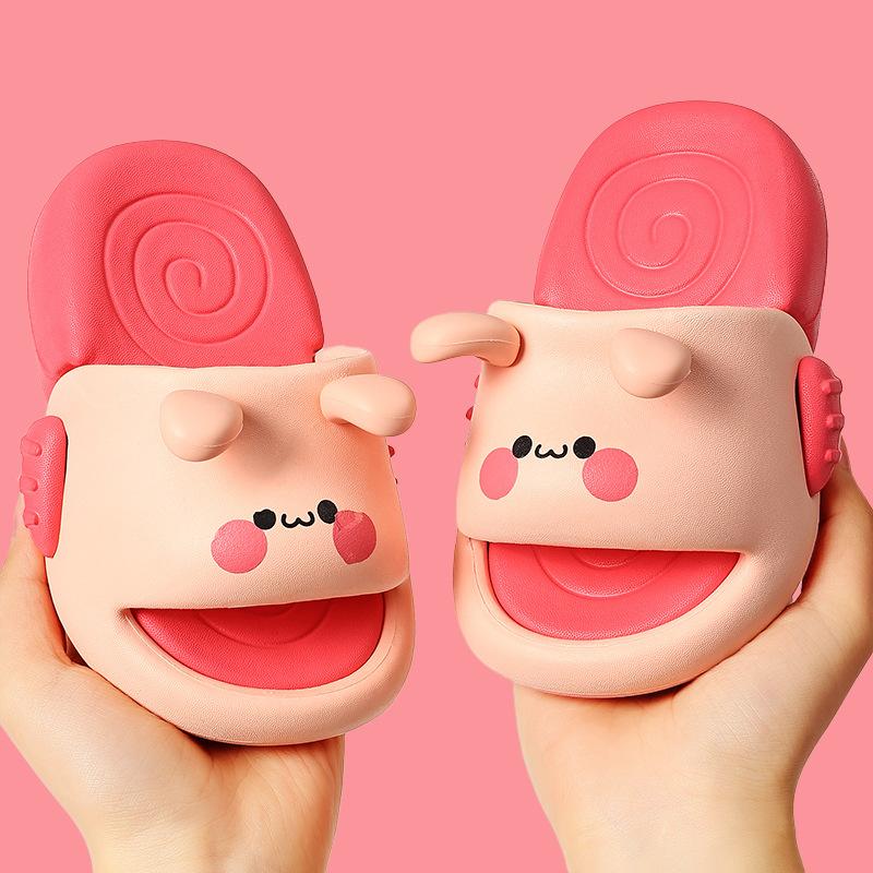 Children s summer slippers Eva Children s Non-Slip Indoor Soft-Soled Cartoon Cute Rabbit Parent-Child Slippers 24-25Inner Length16cm розовый