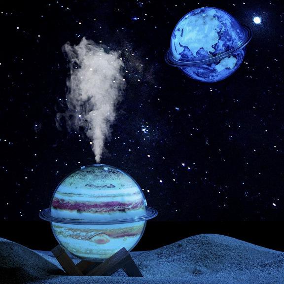 Planet Humidifier: Jupiter & Earth System - Office & Bedroom Night Light Ornament