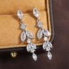 ZAKOL 2023 New Shiny Marquise Leaf Zircon Bridal Earrings AAA Cubic Zirconia Charming Design Drop Earring for Women Wedding