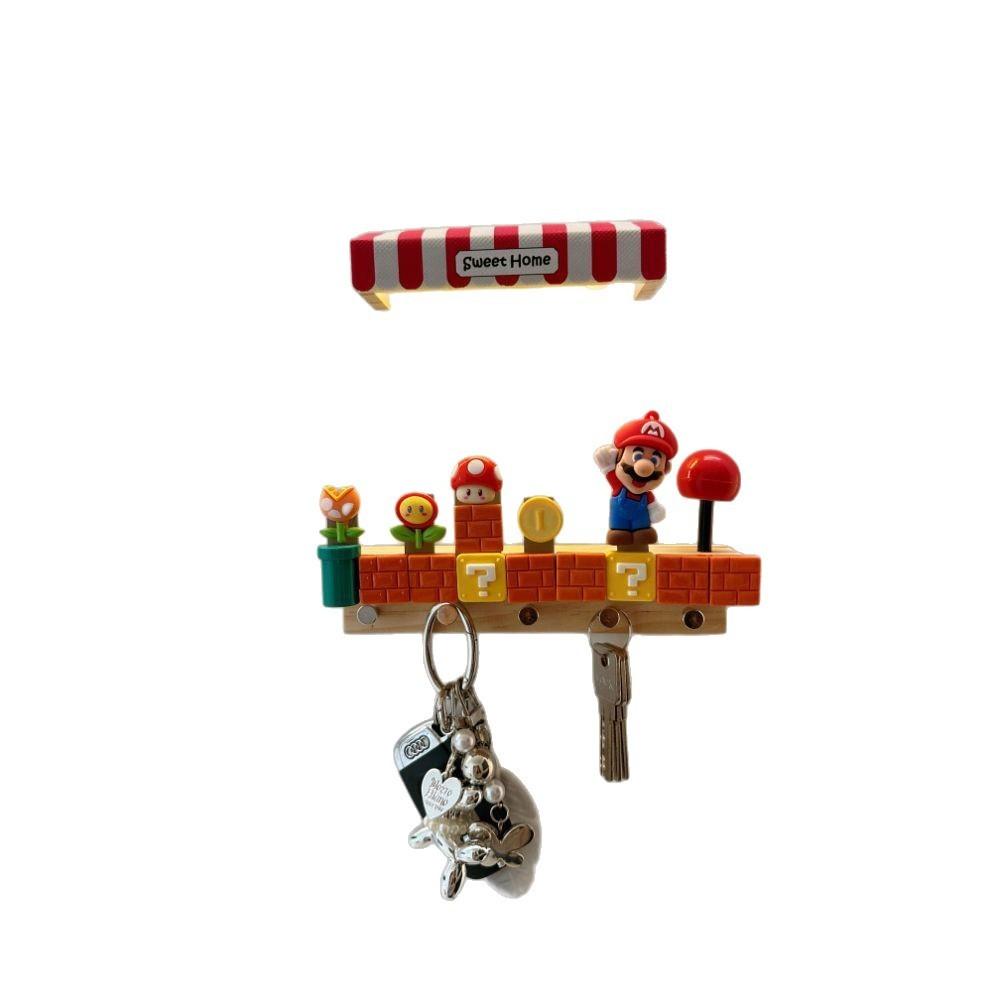Super Mario Bros Cartoon Wall Hooks With Wireless Charging Light For Entryway Storage Organizer