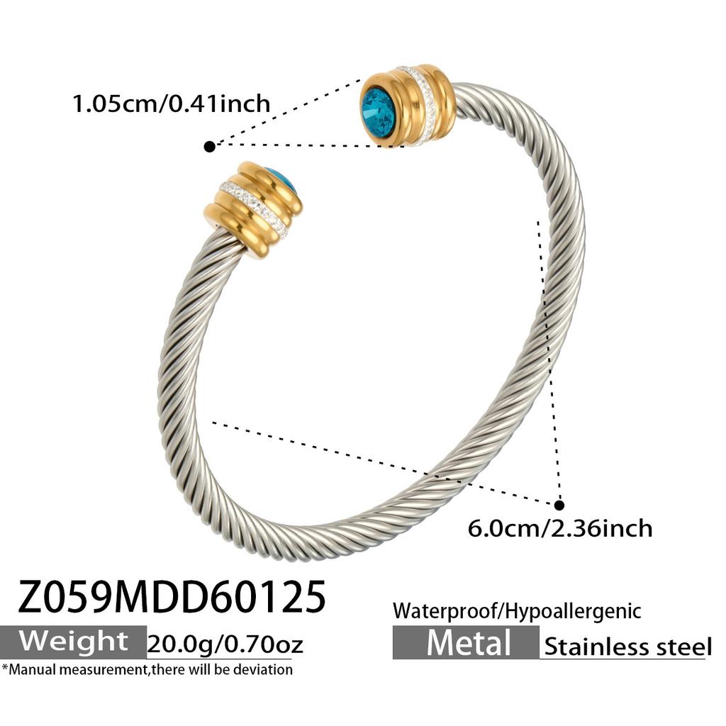 European and American fashion light luxury jewelry bracelet set with zirconia, stainless steel elastic open bangle