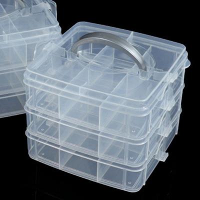 1 Adet 3 Katlı 18 Bölmeli Şeffaf Saklama Kutusu Ayrılabilir Plastik Kutu Alet Kutusu Oyuncak ve Aksesuar Saklama Kutusu