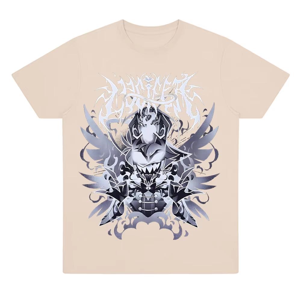 2026 HazbinHotel Lucifer Metal TShirt Aesthetic Lucifer MorningStar for Men Women Cotton Short Sleeve Round Neck Summer Ins