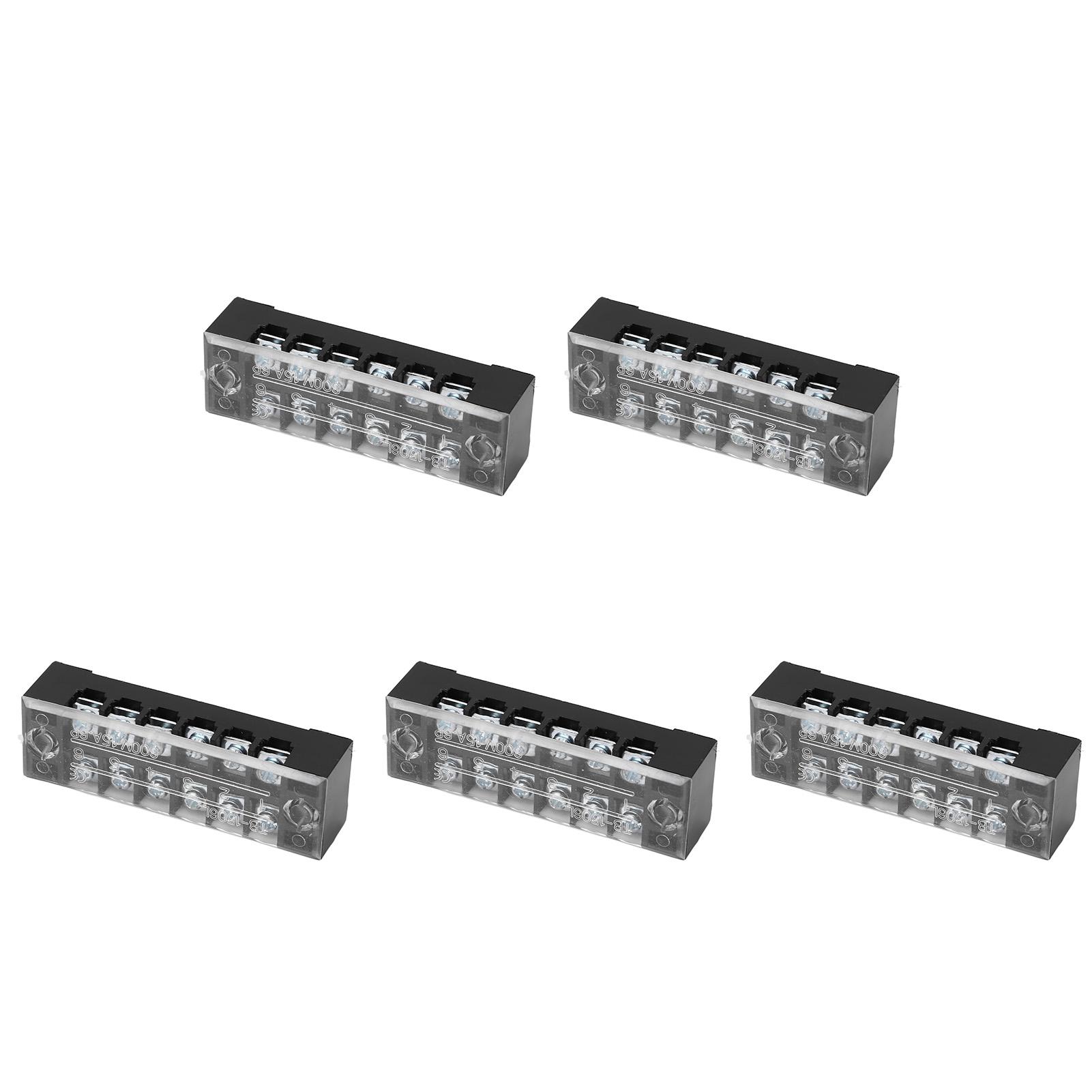 

5pcs Terminal Block Barrier Strip Dual Row TB 15A 600V M3 Screws High Tenacity Wire Barrier Block 6 Positions(1506)