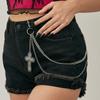 Hip Hop Metal Cross Pendant Jeans Chain, Sweet Cool Spice Girl Metal Chain Tassel Waist Chain