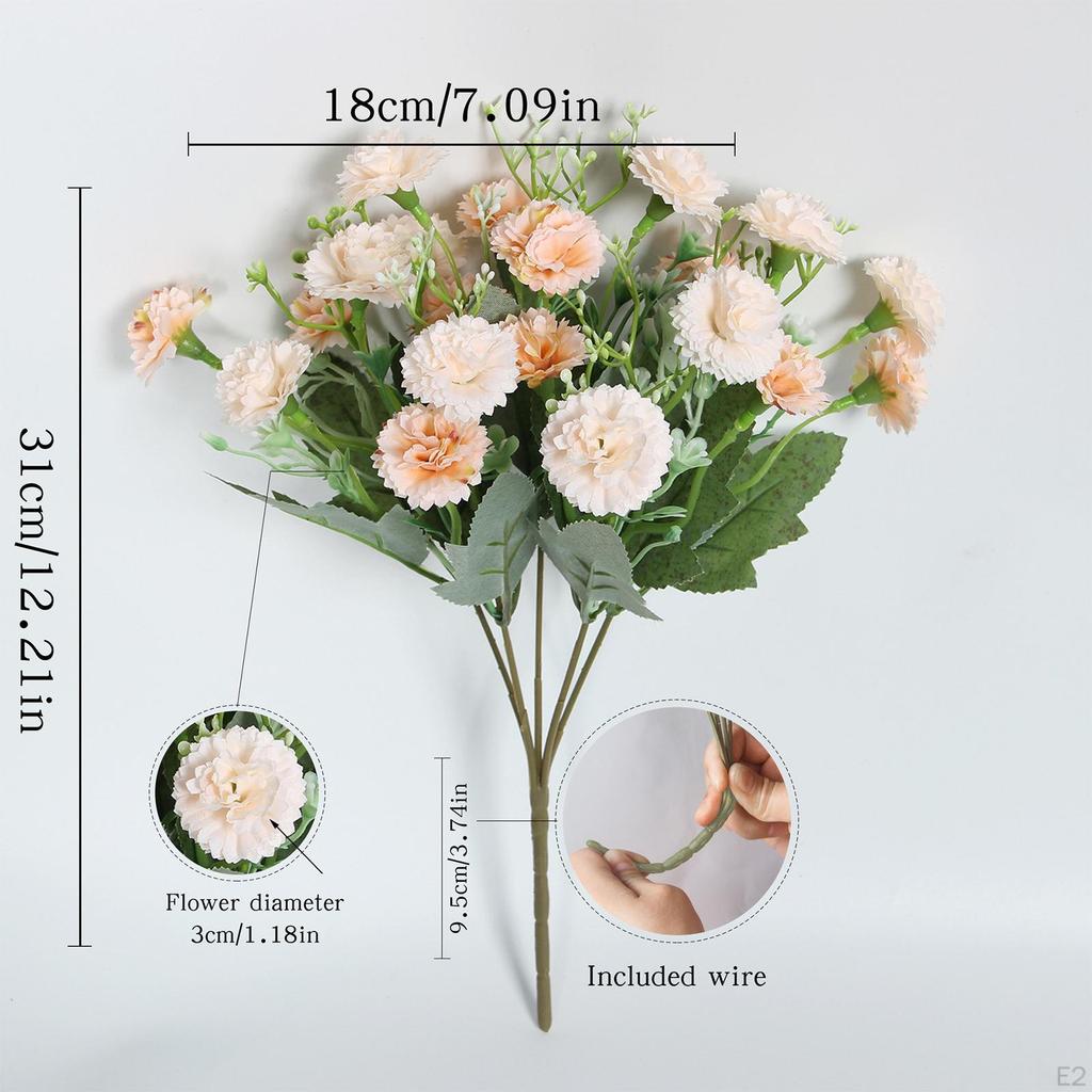 Artificial Flowers No Fading Realistic Romantic Carnation Simulation Flower Hydrangea Bouquet for