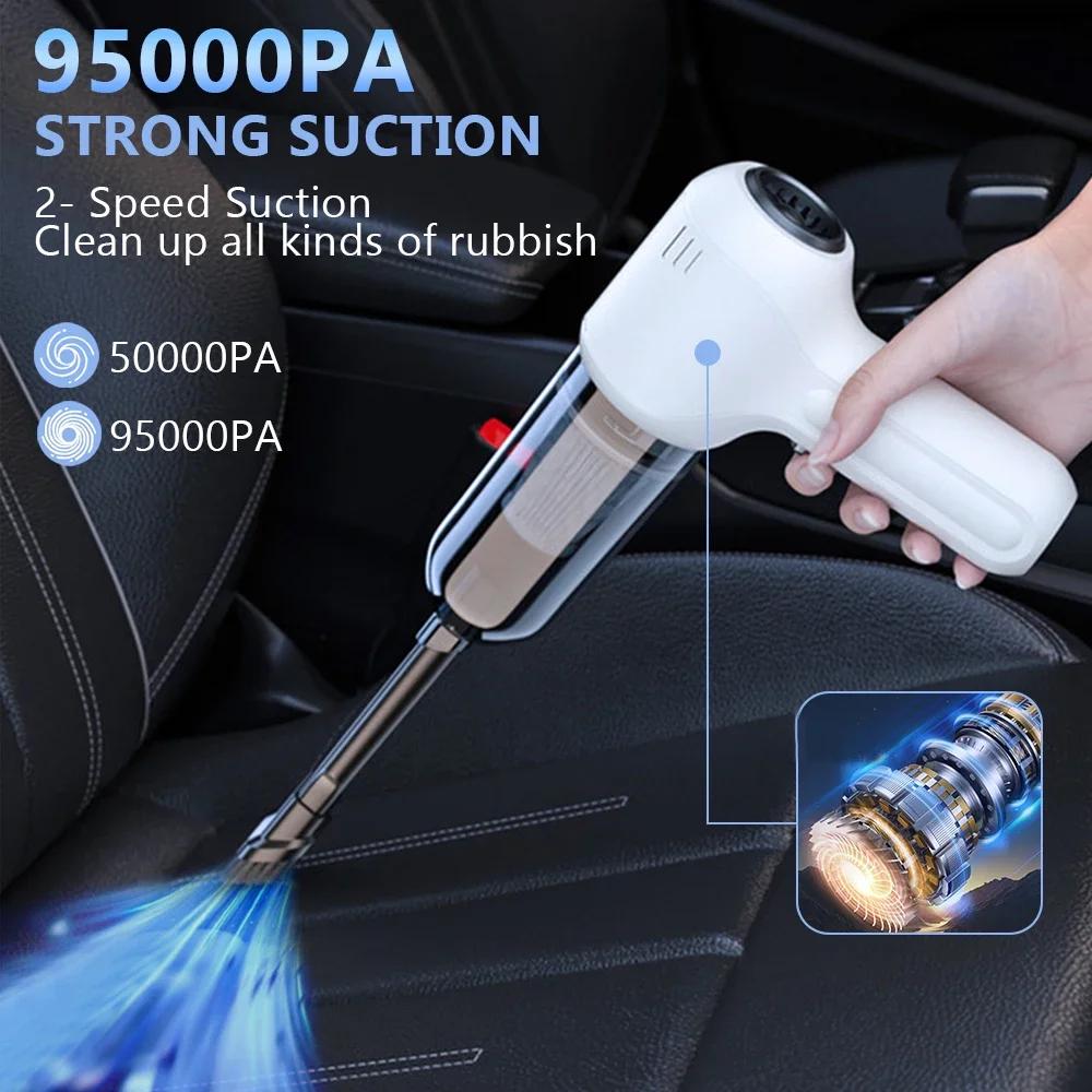 Car Vacuum Cleaner Wireless Portable Vacuum Cleaner For Car 95000PA High Power Mini Handheld Car Vacuum Cleaner Blower 2 In 1