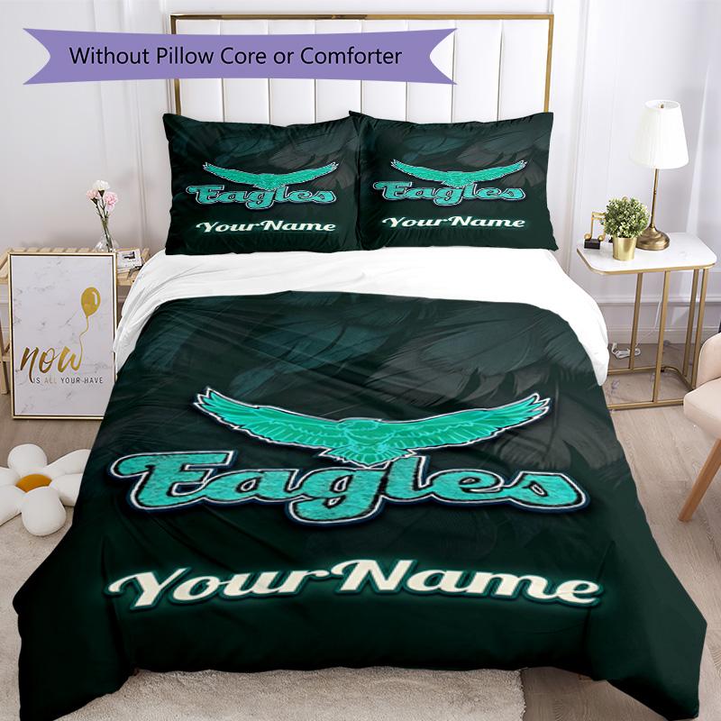 Philadelphia Eagles Customize Your Name Bedding Set Breathable Duvet Cover With Pillowcases Decorative Bed Linen For Bedroom Home Decoration Birthday 