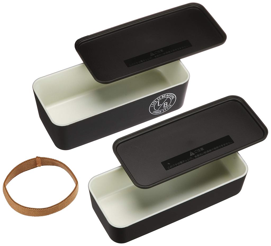 Showa Bento Box Nest Lunch Box Stamp Bamboo X Black 2 Tiers Lower Tier 400ml Upper Tier 590ml Compact Storage Type Made In Japan 77083 Men's L/B