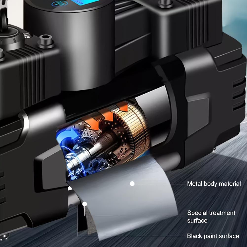 12V 150 PSI Air Compressor Tire Inflator Portable Powerful Dual Cylinder Air Pump, Used For Car Tires, Car Accessories, Automatic Tire Pump