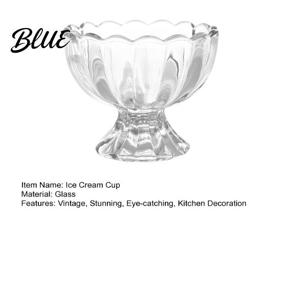 European Style Glassware Glass Dessert Bowl, Footed Ice Cream Cup, Small Vintage Pudding Dish Parfait Cup for Sundae, Fruit, Pudding, Condiment,