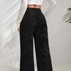 2026 New High-Waist Corduroy Pants, Women's Split Hem & Color Block Casual Trousers for Autumn Winter