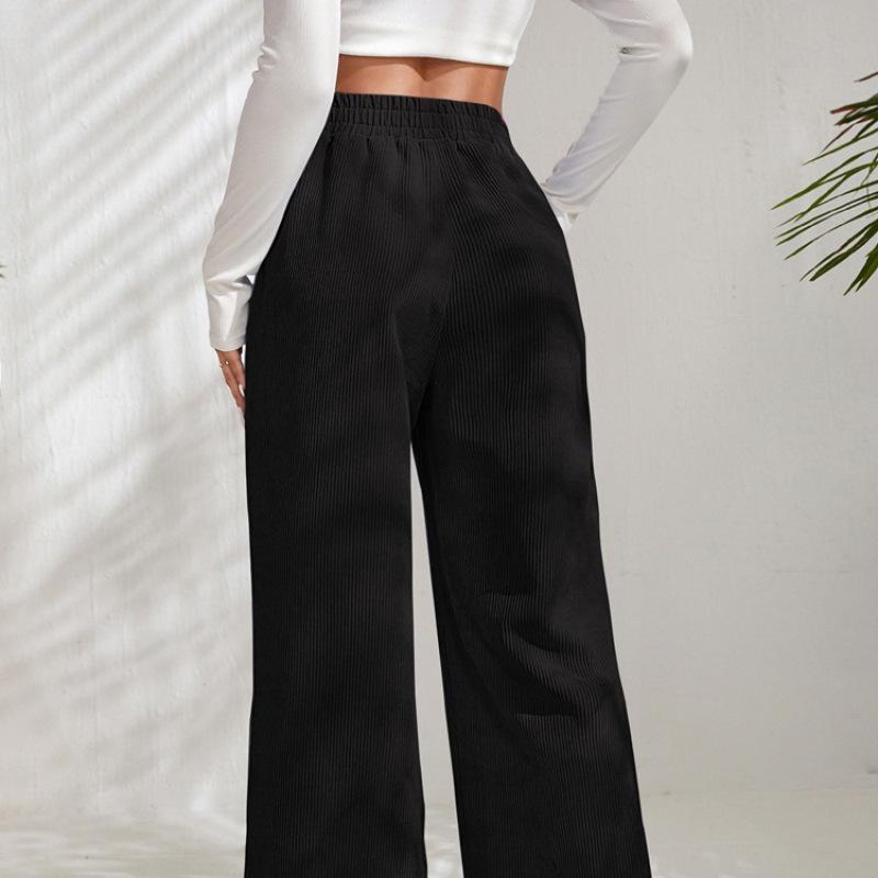 2026 New High-Waist Corduroy Pants, Women's Split Hem & Color Block Casual Trousers for Autumn Winter