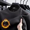 Men's Wool Fleece Round Neck Hoodie - Thickened, Warm, Long Sleeve Base Layer for Autumn/Winter