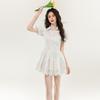 French Design White Lace Dress High-end Niche Bubble Sleeve Princess Dress