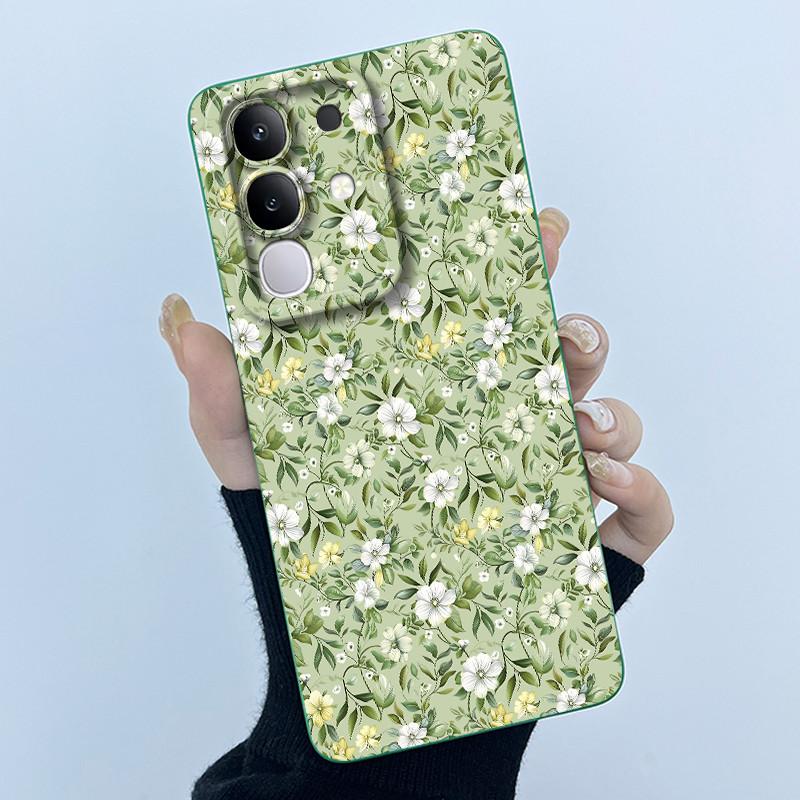 For Vivo Y29 4G Phone Case Fashion Simplicity Oil Painting Flower Soft Liquid Silicone Shell Back Cover For Vivo Y 29 4G Fundas