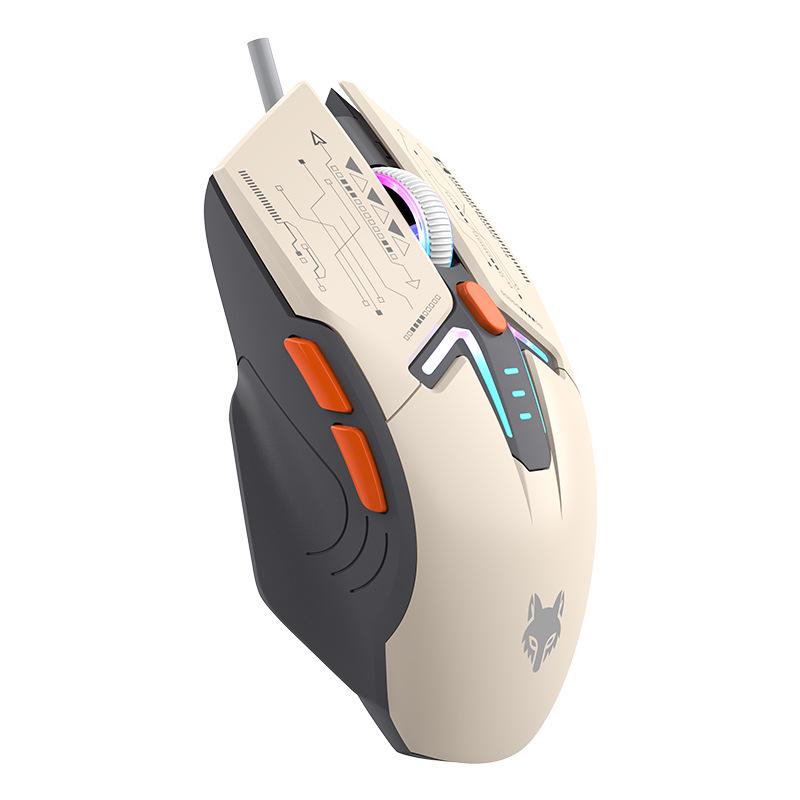 Silver Fox H6 Wired Gaming Mouse - Mecha Style, Three-Color, Multi-Use for Home, Office, and E-Sports.