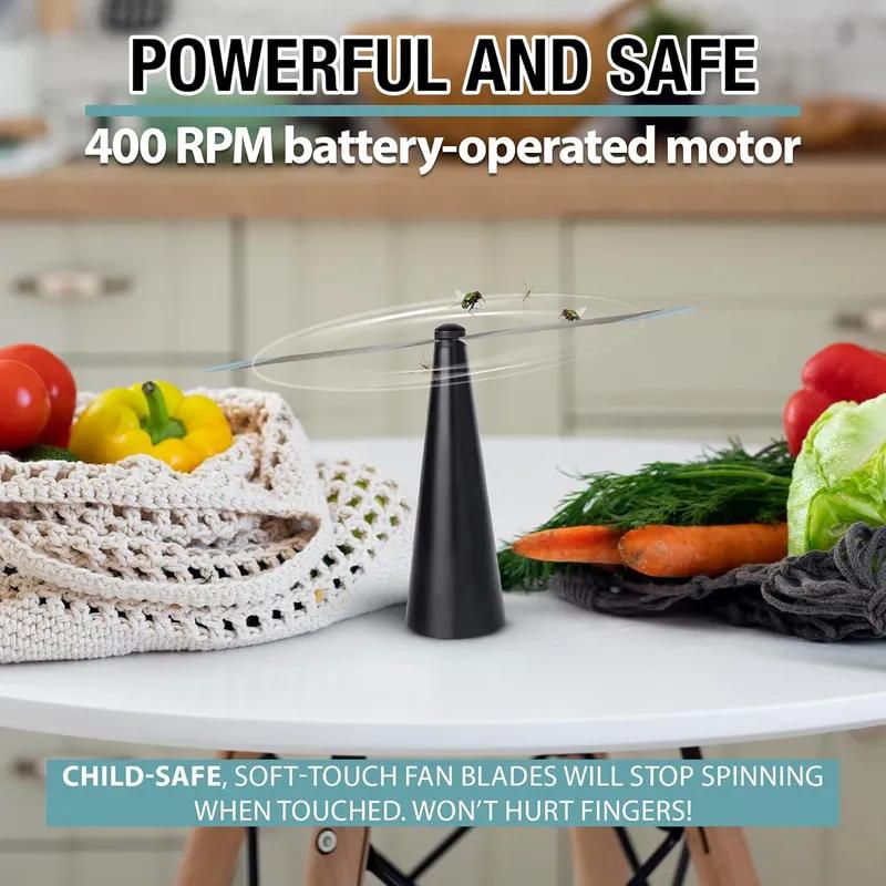Outdoor Fly Bug Repeller Kitchen Fly Repellent Fan Tabletop Electric Battery Operated Food Protector Pest Control Tool