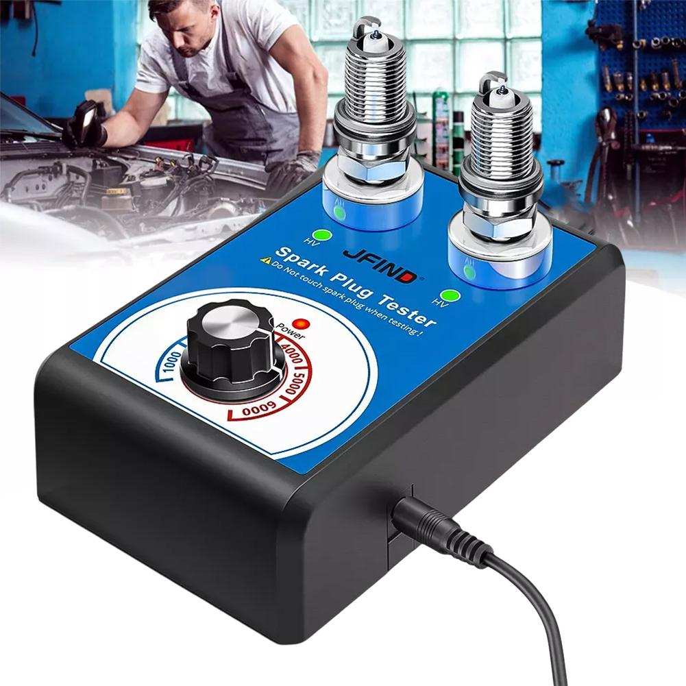 Car Spark Plug Tester with Auto Double Hole Detector Ignition Plug Analyzer 110V 220V for 12V Vehicles Spark Plug Analyzer