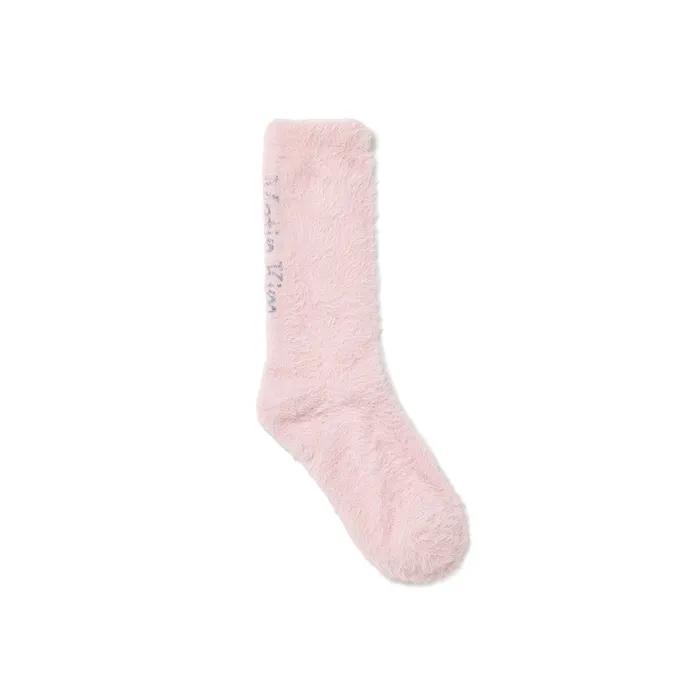 HAIRY FUR CREW SOCKS IN PINK