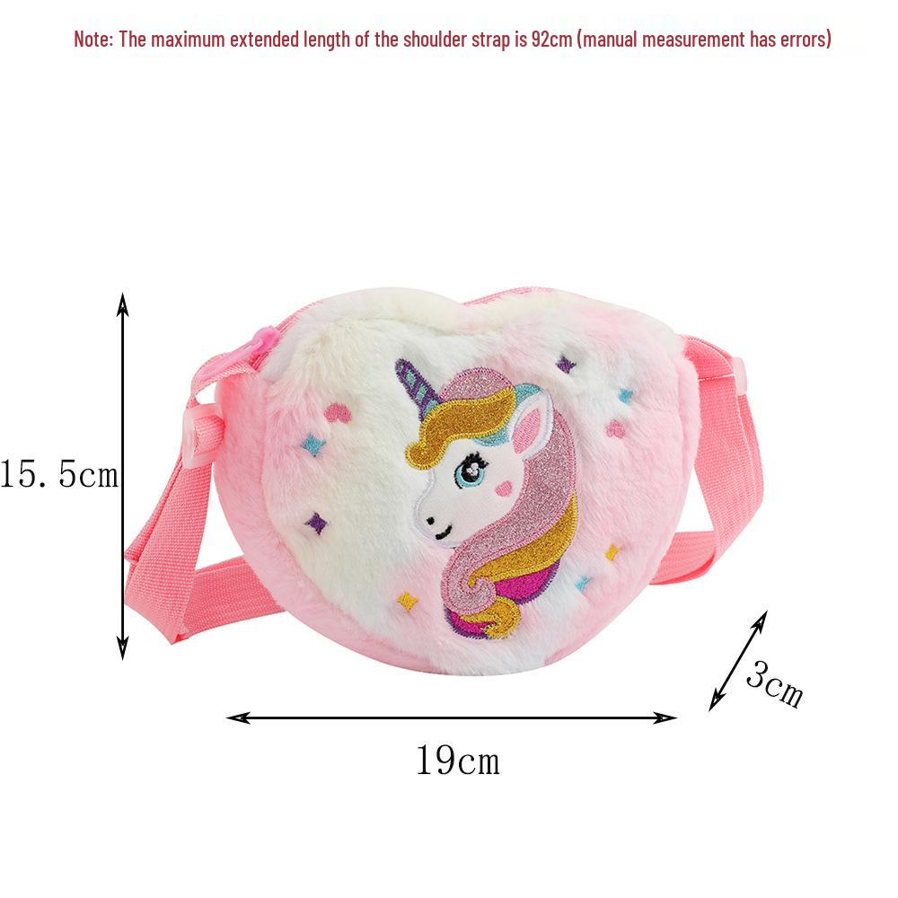 Kids' Unicorn Plush Crossbody Bag - Cute Heart Design for Girls
