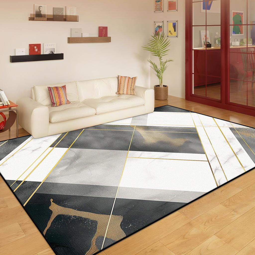 Nordic Geometric Style Living Room Carpet Light Luxury Decoration Bedroom Cloakroom Soft Mat Lounge Washable Antiskid Home Rug