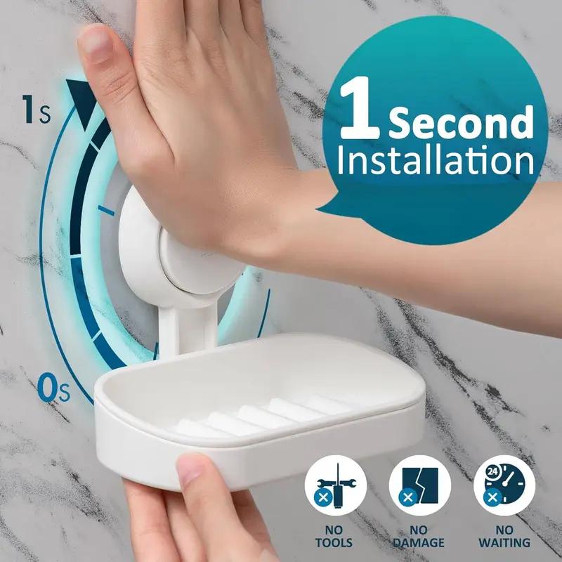 Suction Cup Soap Box Punch-free Vacuum Suction Cup Drain Bathroom Toilet Wall-mounted Suction Cup Rack Hanging