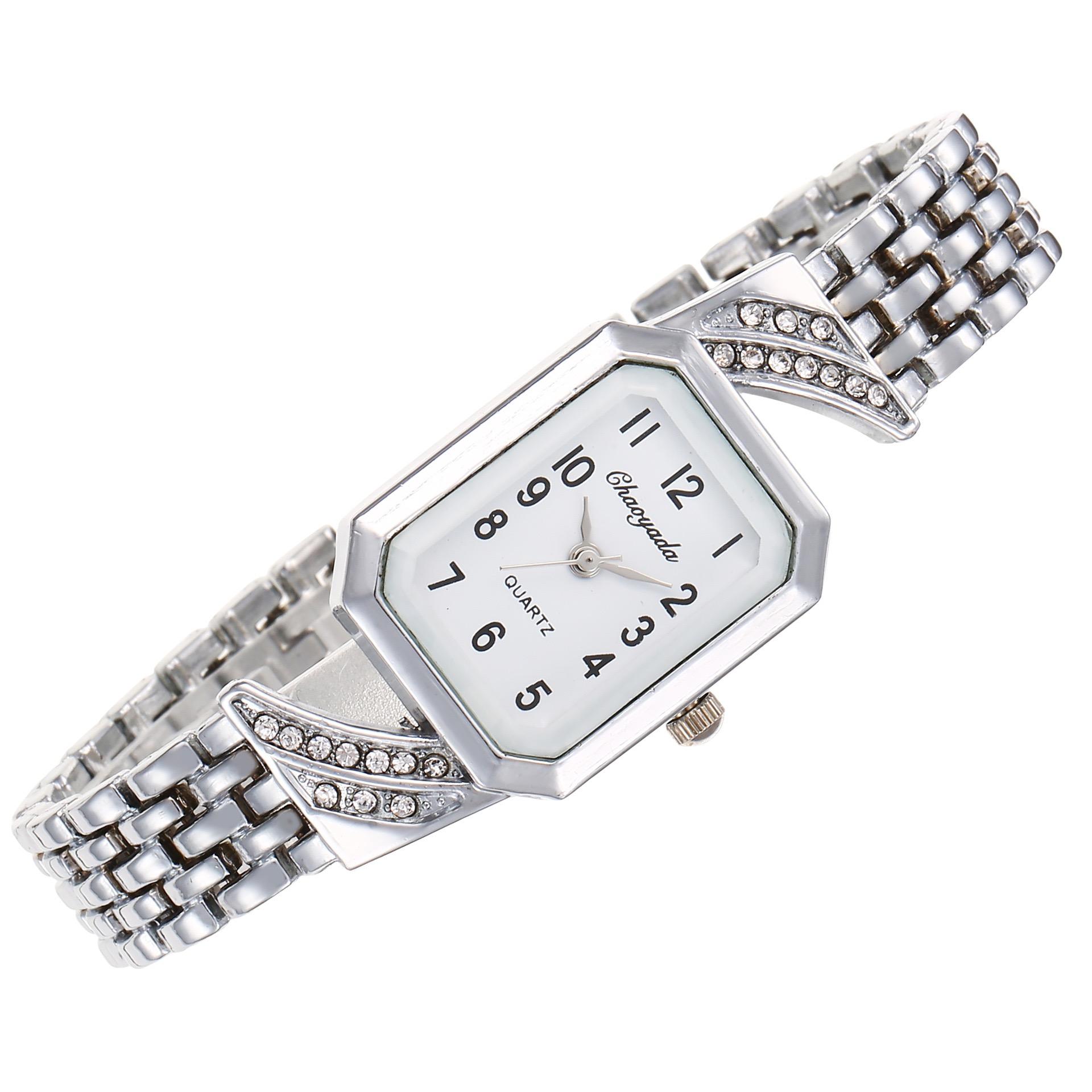 

Fashion Women Watch Square Business Diamond Rectangular Luxury Stainless Steel Quartz Watch Casual Clock Gift Watches for woman серебряный