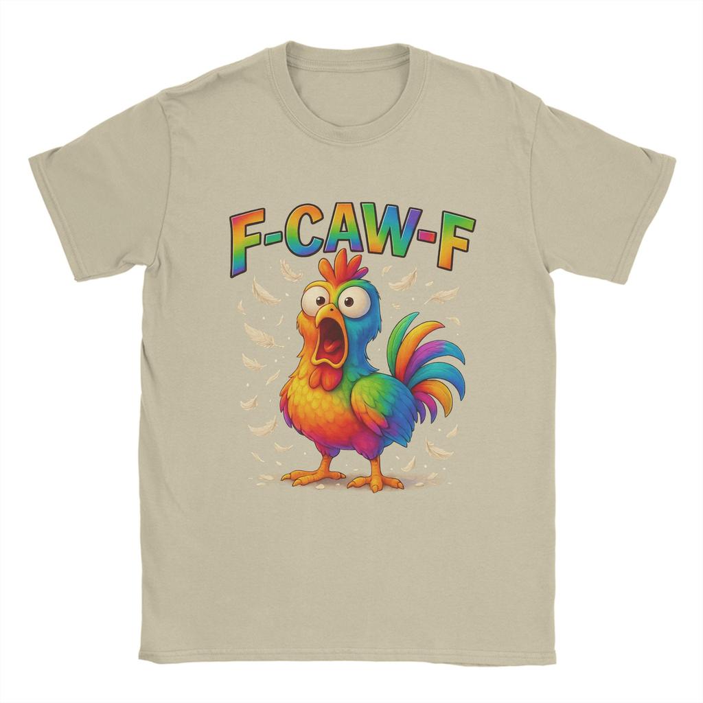 F-CAW-F Funny Chicken Humor Design Men T Shirt Casual Tee Shirt Short Sleeve Crew Neck T-Shirts Cotton Gift Idea Clothes