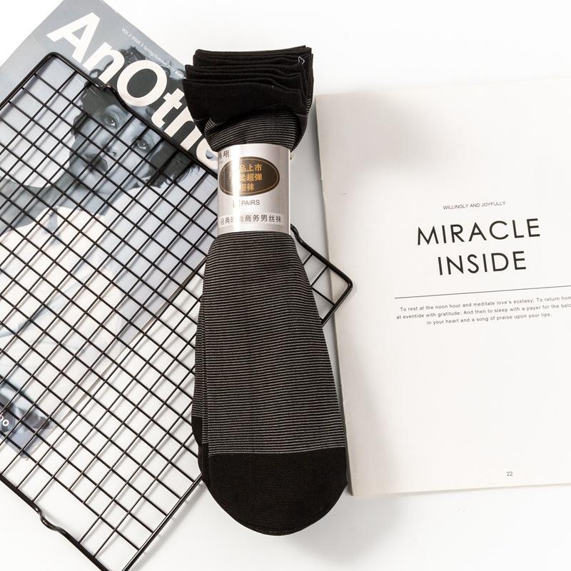 10 Pairs Men's Color Matching Cotton Socks Thin Men's Striped Socks Breathable Sweat-absorbent Mid-tube Business Short Socks