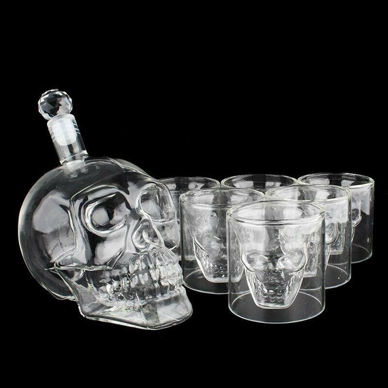 Skull Head Glass Beer Mug With Double Layer High Borosilicate For Home Bar Use