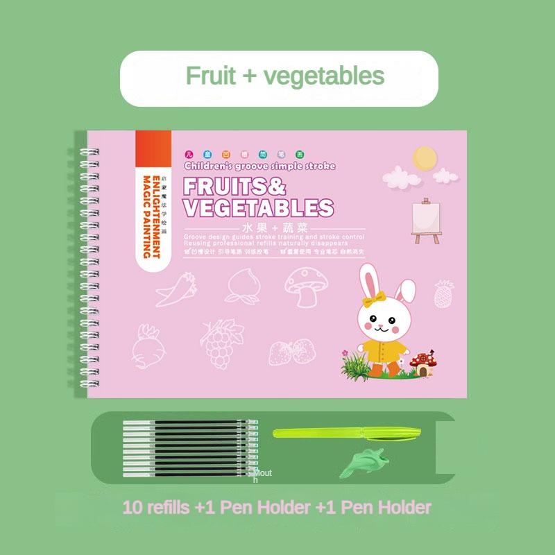 Childrens Easy Drawing Enlightenment Tracing Book Set Four Themes Redrawable Pen Control Training Sketchbook Gifts Toys for Kids