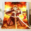 Anime Character with Fiery Energy Blanket - Dynamic Design Featuring Confident Anime Hero with Long Blonde Hair and Sword Surrou