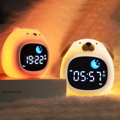 Lovely Alarm Clock Night Light Silicone Sleep Training Clock For Kids Colorful Changing Touch Night Light for Children Bedroom