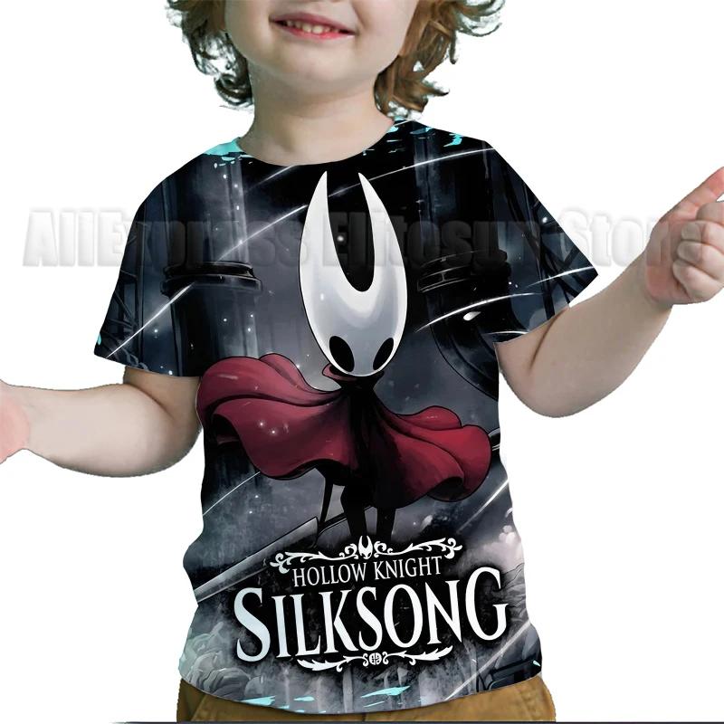 Kids Hollow Knight Silksong T-shirts Fridge Magnet Boys Girls T Shirts Child Cartoon Tshirt Camiseta Summer Toddler Tee Costume