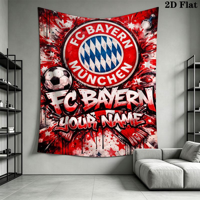 Custom Fc Bayern Munich Wall Hanging Printed Fabric Blanket Decorative Tapestries for Bedroom Living Room Home Decor