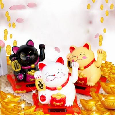 Chinesische Glückskatze Solarbetrieben Winkende Hand Glückskatze Autodekoration Figur Für Viel Glück Willkommen Winkende Katze Skulptur