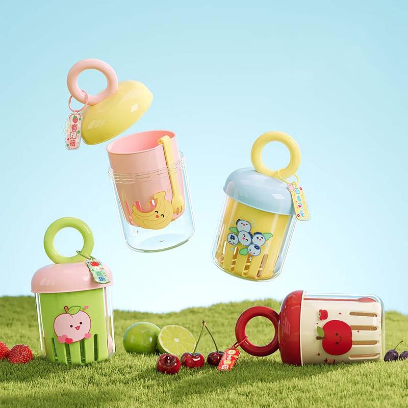Portable Double-Layer Fruit Cup with Fork